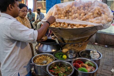 ingredients used in Kolkata fuchka including puri shells and tamarind water